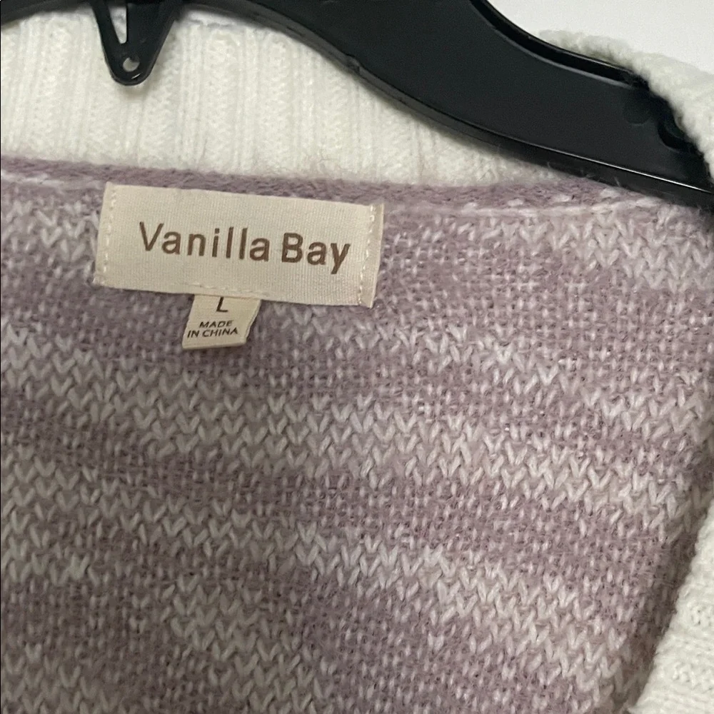 Vanilla Bay Zebra V-Neck Sweater - Cream and Purple - Picture 2 of 3
